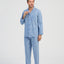 Pijama Hombre Largo Solapa Algodón Popelín Cuadros - Azul 2996_33