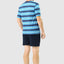 Short Men's Pajamas with Striped Knit Placket - Blue 3036_33