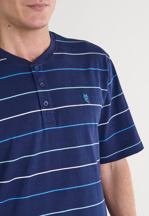   Pijama Hombre Verano Corto Tapeta Algodón Punto Rayas - Azul 3040_39 - 70721447 - https://www.elbuhonocturno.com/  