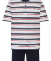Heren Pyjama Kort Zomer Knoopsluiting Katoen Gebreide Strepen - Grijs 3041_20 - Maat 3 (M) / Grijs / 100% katoen