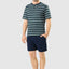 Short Men's Pajamas with Striped Knit Placket - Green 3080_40