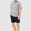 Short Men's Pajamas with Striped Knit Placket - Gray 3081_20