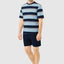 Men's Short Striped Round Neck Pajamas - Blue 3082_39