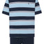 Men's Short Striped Round Neck Pajamas - Blue 3082_39