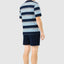 Men's Short Striped Round Neck Pajamas - Blue 3082_39