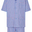 Men's Short Judo Poplin Striped Pajamas - Blue 4534_30