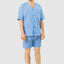 Kurzer Judo-Popeline-Karo-Pyjama für Herren – Blau 4536_36
