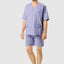Kurzer Judo-Popeline-Karo-Pyjama für Herren – Blau 4538_30