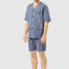 Kurzer Judo-Popeline-Karo-Pyjama für Herren – Blau 4543_39