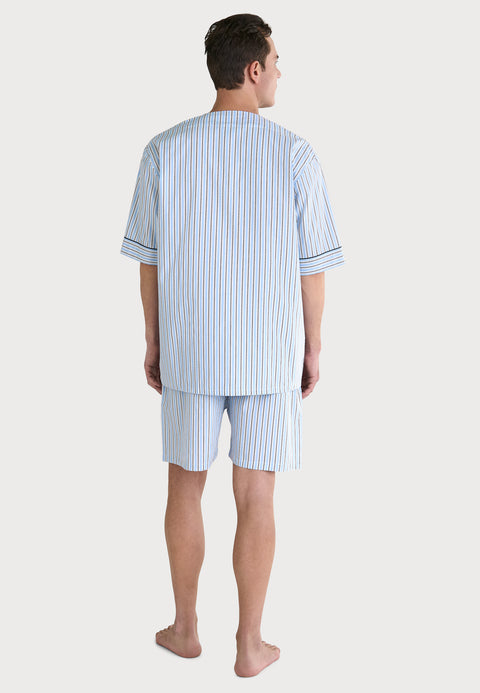   Pijama Hombre Verano Corto Judo Popelín Rayas - Azul 4547_30 - 48230867 - https://www.elbuhonocturno.com/  