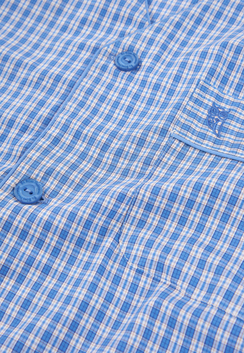   Pijama Hombre Verano Corto Judo Popelín Cuadros - Azul 4550_33 - 4549654 - https://www.elbuhonocturno.com/  