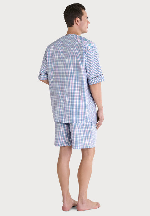   Pijama Hombre Verano Corto Judo Popelín Cuadros - Blanco 4552_01 - 15088720 - https://www.elbuhonocturno.com/  