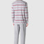 Men's Long Striped Knitted Placket Pajamas - Gray 5576_20