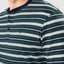 Men's Long Striped Knitted Placket Pajamas - Green 5580_40