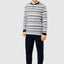 Men's Long Striped Knitted Placket Pajamas - Gray 5581_20