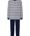 Pyjama Homme Long Patte boutonnage Coton Jersey Rayures - Gris 5590_20 - Taille 4 (L) / Gris / 97 % coton 3 % viscose
