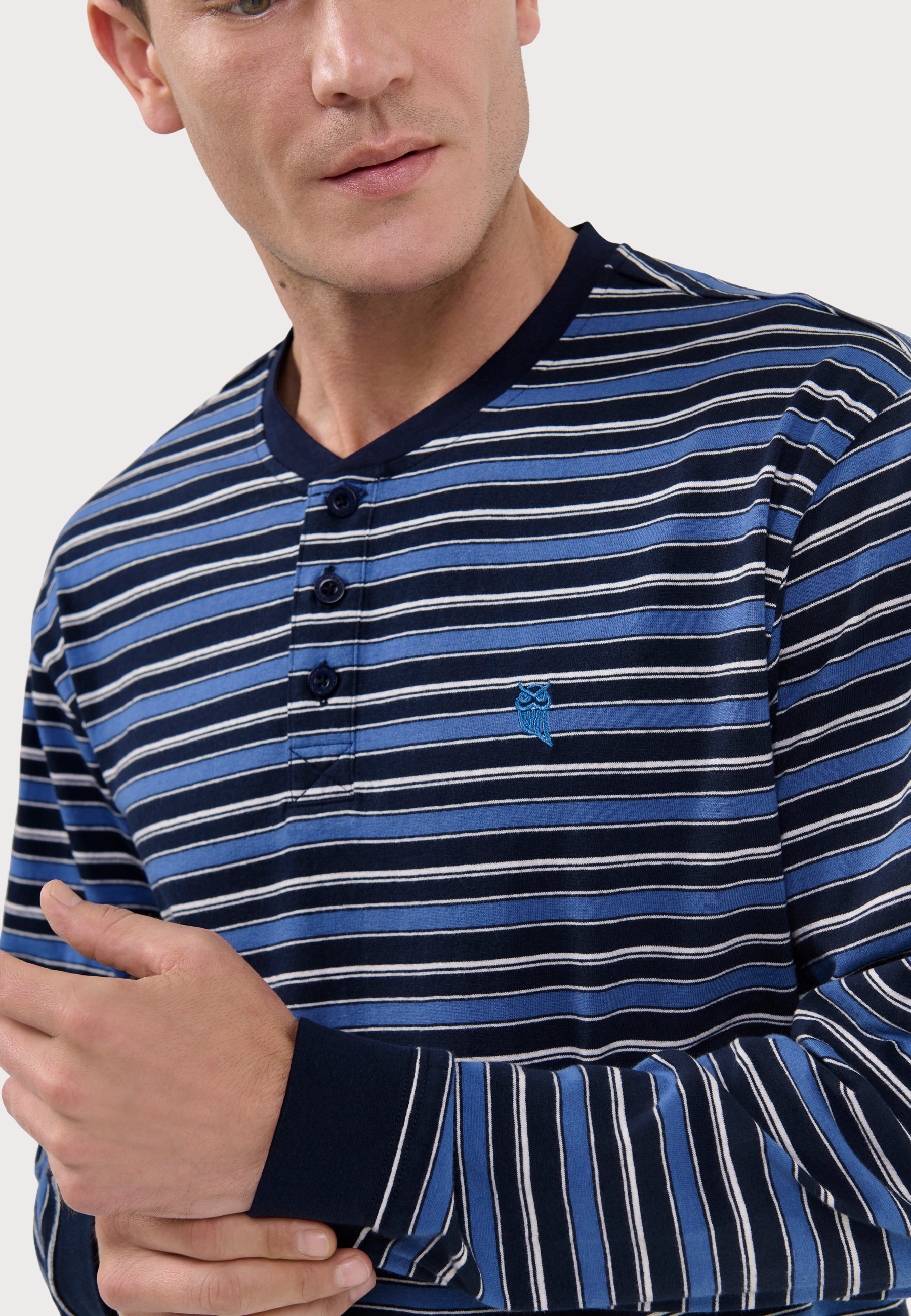 Pigiama Uomo Manica Corta Normann: Comfort E Stile Minimal Per L'Estate - 100% Cotone (Blu, M)