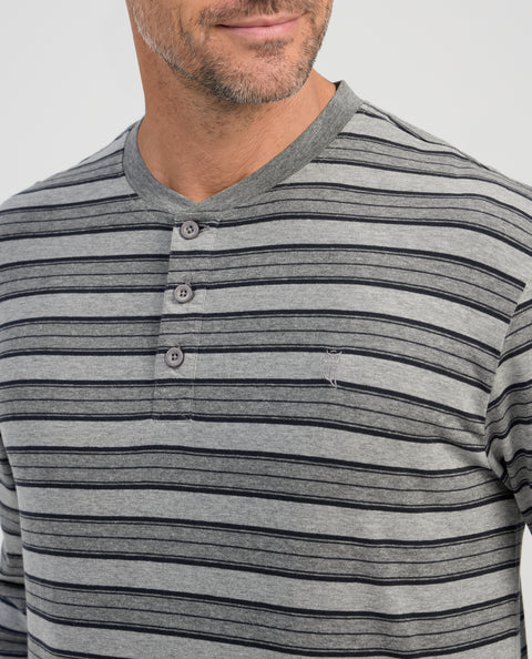 Pijama Hombre Largo Tapeta Punto Rayas - Gris 5599_20