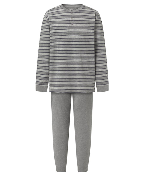 Pijama Hombre Largo Tapeta Punto Rayas - Gris 5599_20