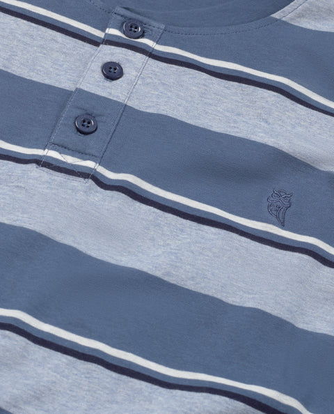 Pijama Hombre Largo Tapeta Algodón Punto Rayas - Azul 5600_35