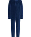 Mann Pyjamas Vinter Fløyel  Striper - Blå 5736_33 - Størrelse 3 (M) / Blå / 80 % bomull 20 % polyester