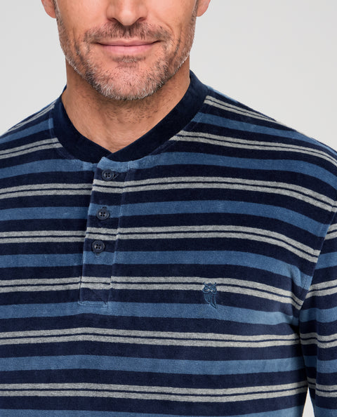 Pijama Hombre Invierno Terciopelo Rayas - Azul 5745_39