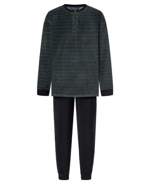 Pijama Hombre Invierno Terciopelo Rayas - Verde 5747_46