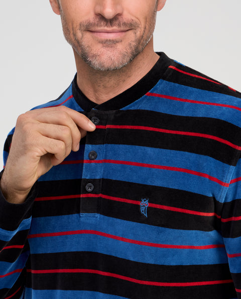 Pijama Hombre Invierno Terciopelo Rayas - Azul 5748_38