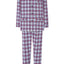 2813 - Long Premium Men's Pajama with Checked Flannel Lapel - Red