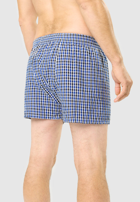 Men's Boxer Briefs Checked Fabric - Blue 6314_38