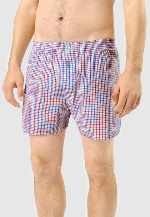 Men's Boxer Briefs Checked Fabric - Red 6315_01