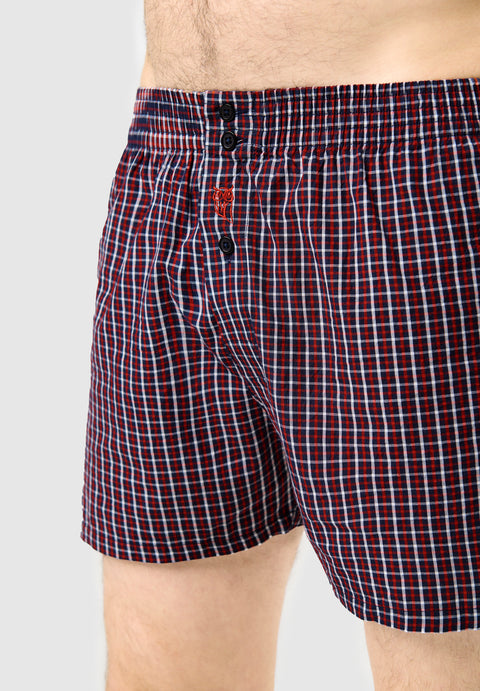 Men's Boxer Briefs Checked Fabric - Red 6317_94