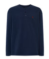 Pyjamashirt Herren Langarm Knopfleiste Baumwolle Einfarbig - Blau 7530_39 - Größe 4 (L) / Blau / 100 % Baumwolle