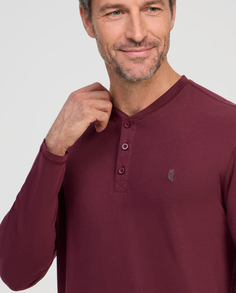 Camiseta Pijama Hombre Manga Larga Tapeta Algodón Lisa - Rojo 7536_90