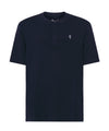 Mens Pajama Tees Short Sleeve Placket Cotton Plain - Blue 7628_39 - Size 3 (M) / Blue / 100% cotton