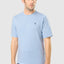 Men's Short Sleeve Plain Round Neck Knitted Pajama T-shirt - Blue 7629_30