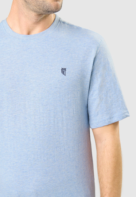 Herren-Pyjama-T-Shirt aus Strick mit kurzen Ärmeln und Rundhalsausschnitt – Blau 7629_30