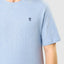 Men's Short Sleeve Plain Round Neck Knitted Pajama T-shirt - Blue 7629_30