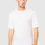 Men's Short Sleeve Plain Round Neck Knitted Pajama T-shirt - White 7630_01