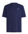 Mens Pajama Tees Short Sleeve Placket Cotton Plain - Blue 7631_39 - Size 3 (M) / Blue / 100% cotton