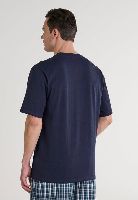   Camiseta Pijama Hombre Manga Corta Tapeta Algodón Lisa - Marino 7635_39 - 18922799 - https://www.elbuhonocturno.com/  