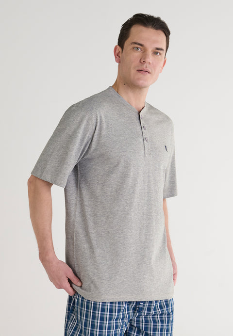   Camiseta Pijama Hombre Manga Corta Tapeta Algodón Lisa - Gris 7636_20 - 30914037 - https://www.elbuhonocturno.com/  