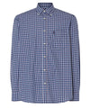 Skjorta Herr Långärmad Poplin Rutig med Ficka Easy Iron Extrasoft - Blå 0309_38 - Storlek 2 (S) / Blå / 50% bambu 50% polyester