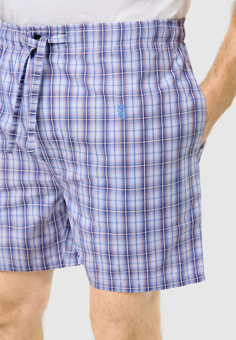   Pantalón Pijama Hombre Corto Popelín Cuadros - Azul 8542_30 - 57597862 - https://www.elbuhonocturno.com/  