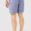 Men's Short Pajama Pants in Checked Poplin - Blue 8542_30