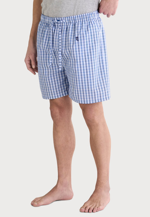 Pantalón Pijama Hombre Corto Popelín Cuadros - Azul 8548_36