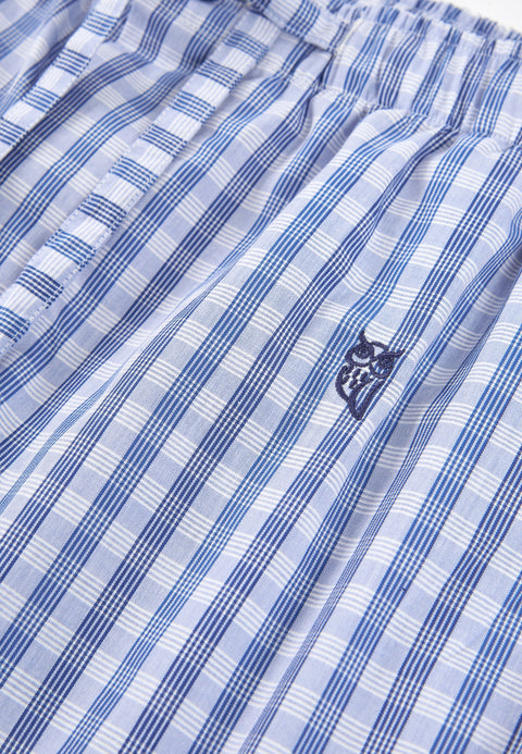   Pantalón Pijama Hombre Corto Popelín Cuadros - Azul 8548_36 - 1110291 - https://www.elbuhonocturno.com/  