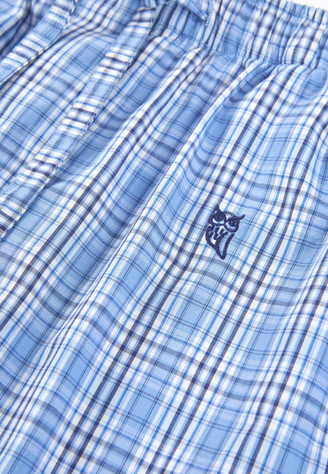   Pantalón Pijama Hombre Corto Popelín Cuadros - Azul 8549_37 - 99744611 - https://www.elbuhonocturno.com/  