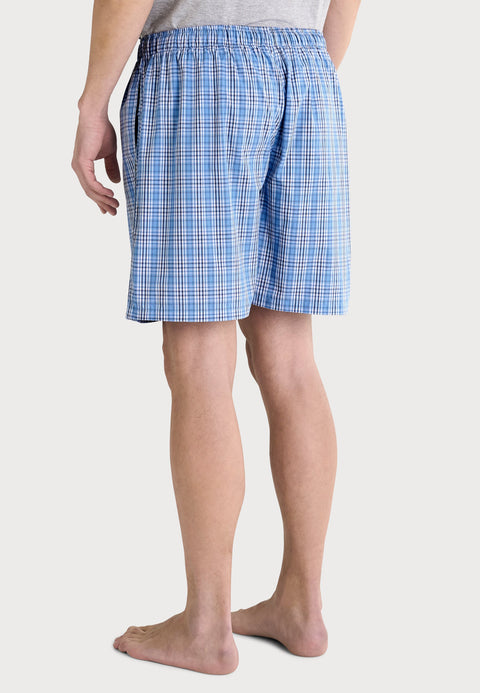   Pantalón Pijama Hombre Corto Popelín Cuadros - Azul 8549_37 - 51368492 - https://www.elbuhonocturno.com/  