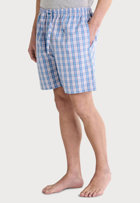Pantalón Pijama Hombre Corto Popelín Cuadros - Azul 8550_30